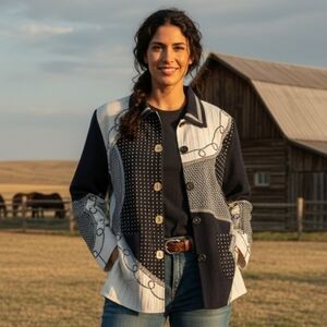 Poetica S Vintage Southwestern Boho Rodeo Patchwork Button Down Jacket